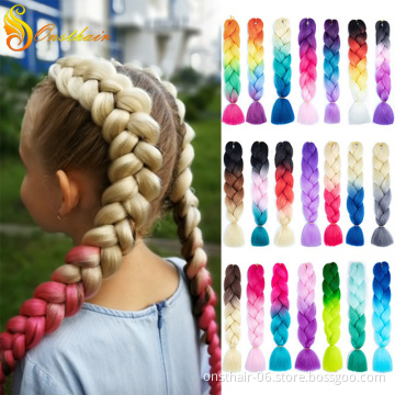 Braids Ombre Braiding Hair Extension Box Crochet Braids K Anekalon Synthetic Hair Pink Purple Yellow Golden Colors ALL Colors